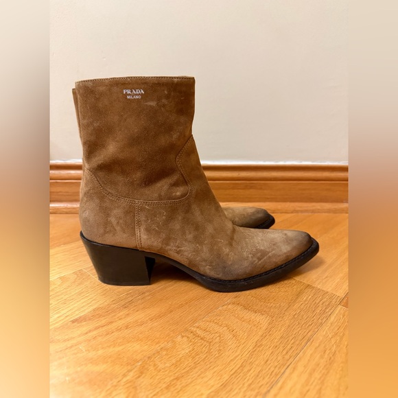 Prada Brown Suede Ankle Boots - Picture 14 of 17